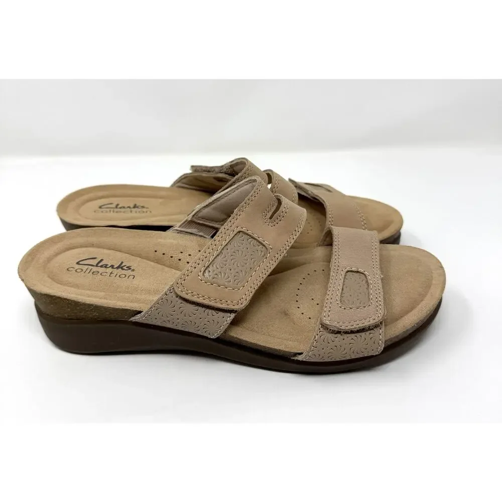 Clarks Women's Calenne Maye Wedge Sandal, Sand Combi,  Size 8.5 - Picture 3 of 7